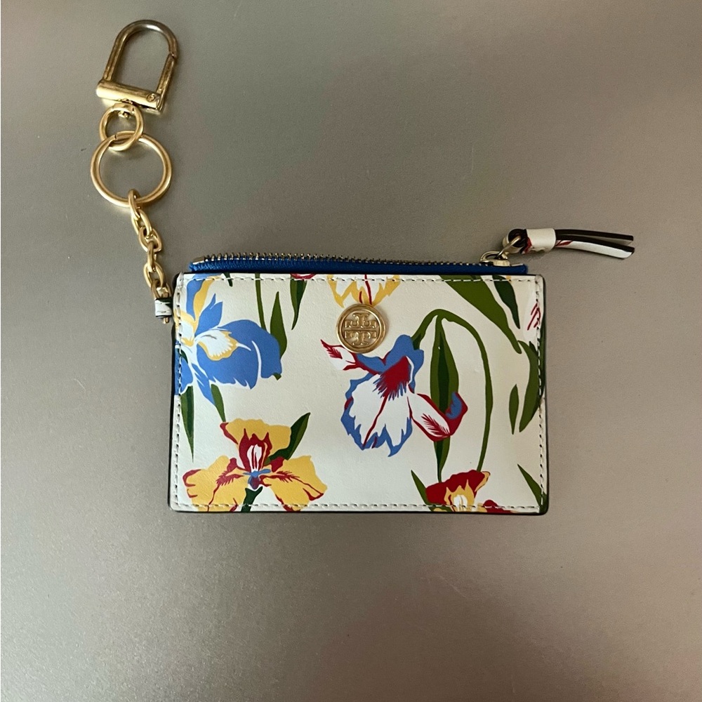 Tory Burch Leather Card Case Key Fob